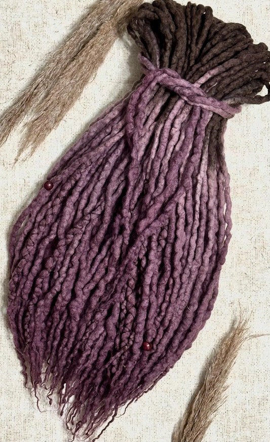 Brown/Berry Mix Wool Dreadlocs